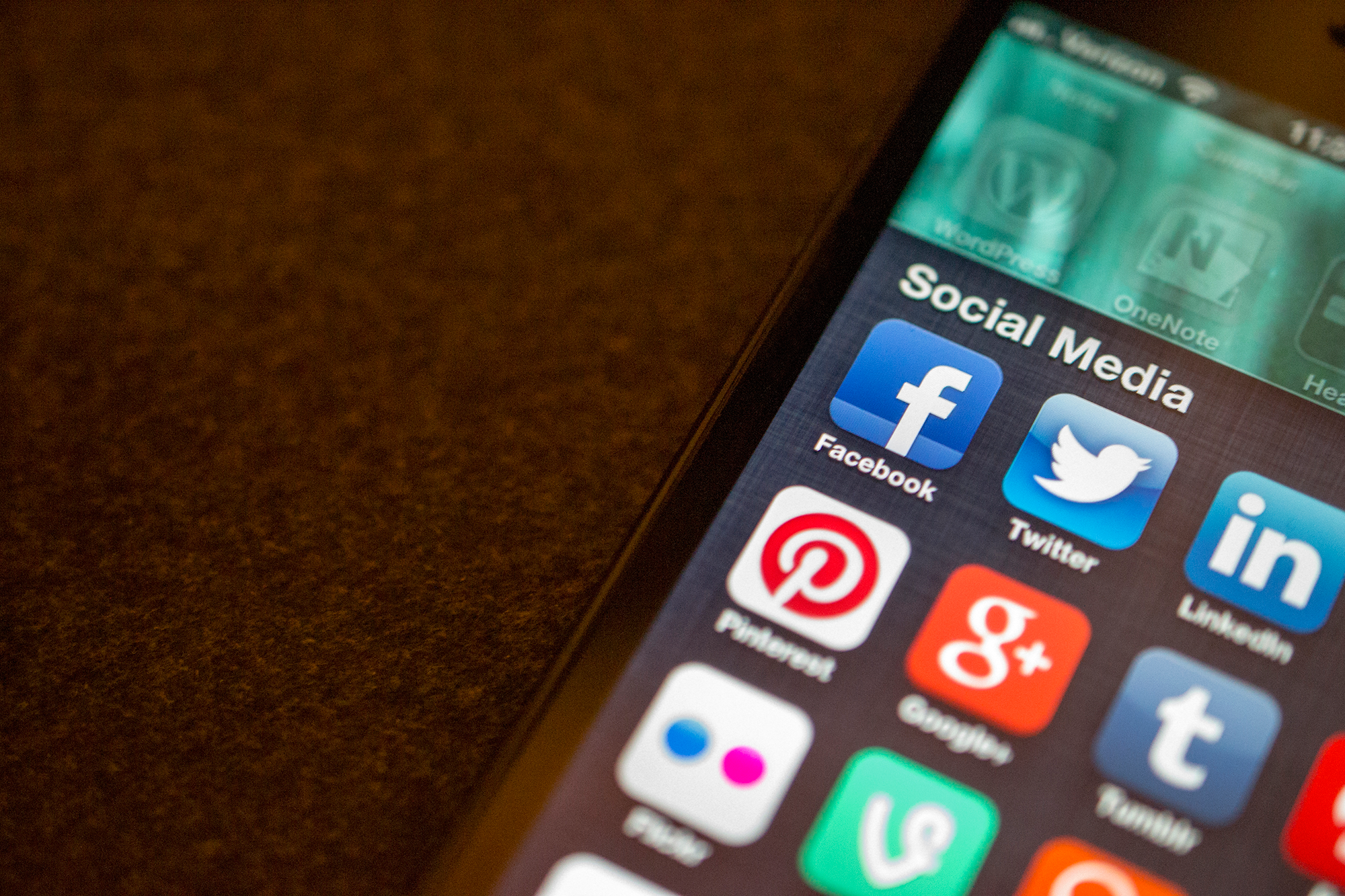 Social media apps on a device