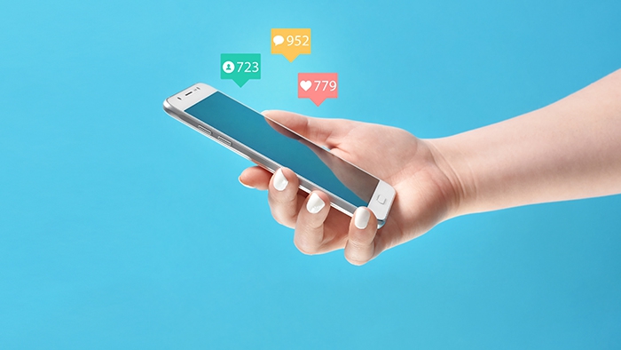 Social media notifications for likes, follows and comments